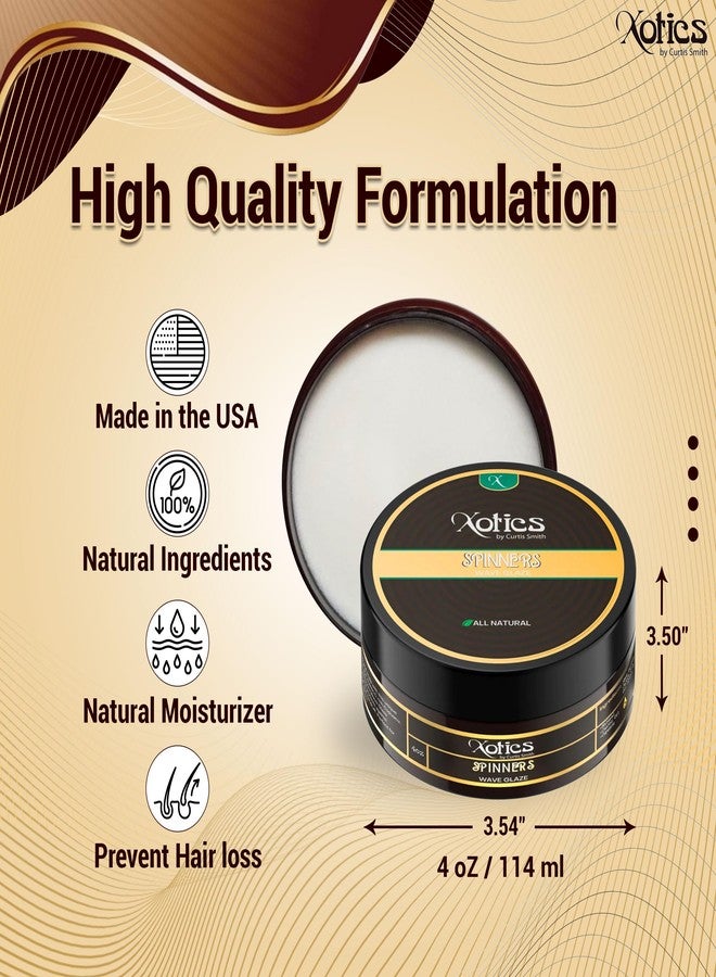 Xotics by Curtis Smith Xotics Spinners Wave Grease for Men & Women 4oz - All Natural, 100% Pure Organic Pomade 360 Waves Hair Cream Shea Butter Strong Hold Silky Shine - Image 5